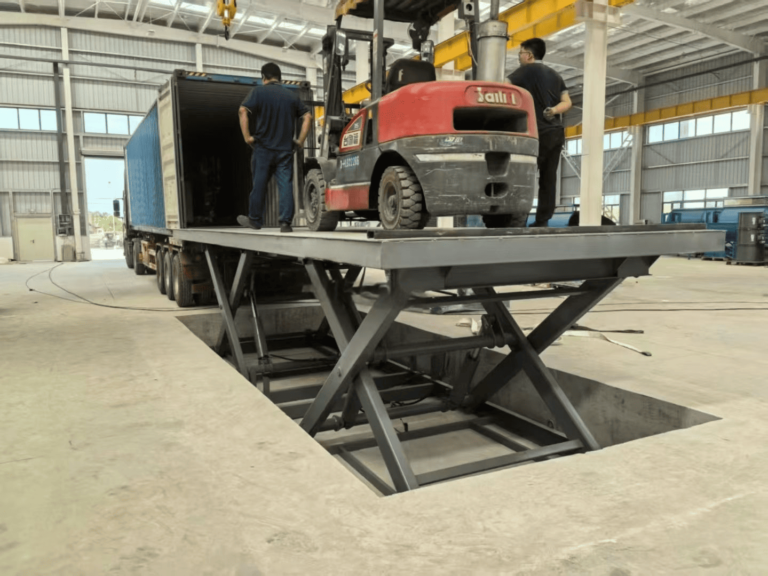 Dual-Scissor Hydraulic Loading Dock Lift Delivered to Steel Manufacturer